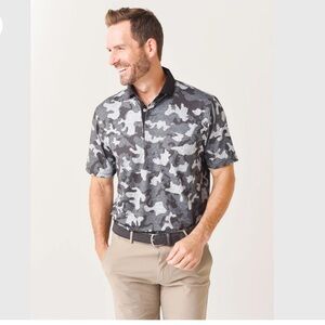 Greyson Golf Polo Men's XXL Black Gray Camo Wolf Stretch Performance NWOT